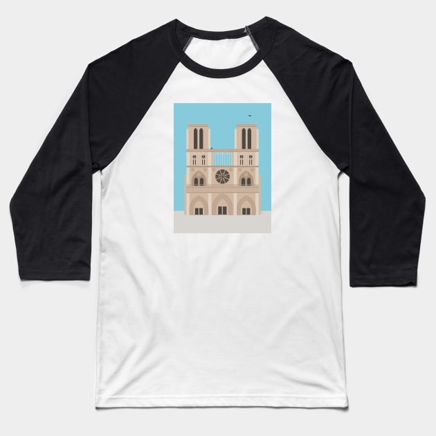 Notre Dame Cathedral, Paris, France Baseball T-Shirt by lymancreativeco